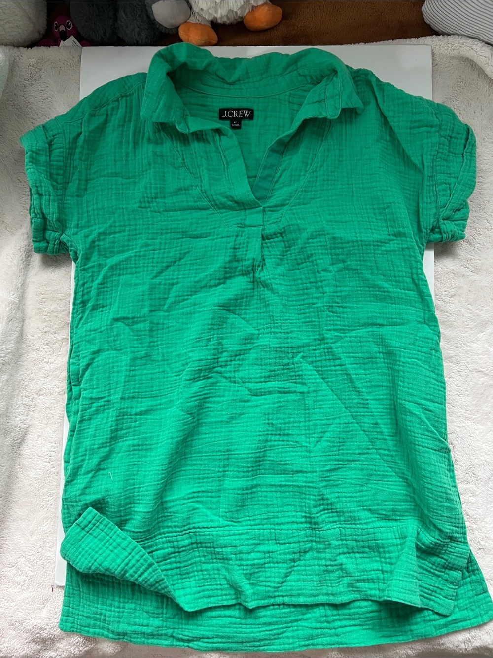 J. Crew Bright Green Split V Polo Shirt-Dress with Pockets